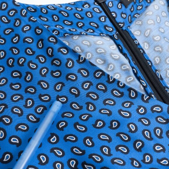 Maje Satin Romper Blue Paisley Ilona Playsuit Size EU 36 - Picture 15 of 16